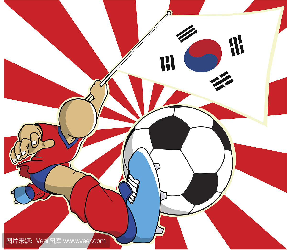 韩国足球运动员矢量卡通