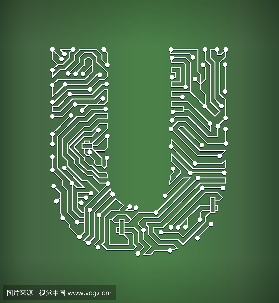 字母U电路板版税免费矢量艺术背景