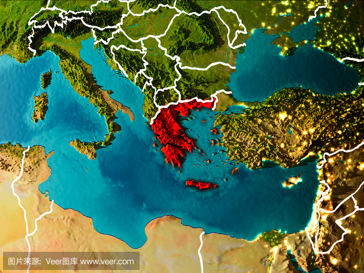 地球上的希腊地图