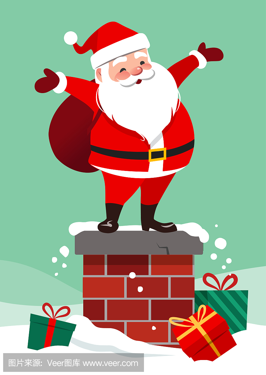 tration of cute smiling Santa Claus standing on 