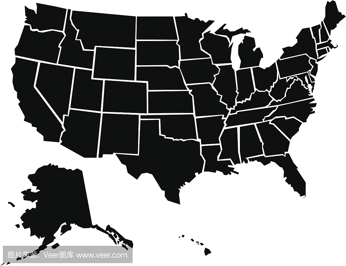 美国黑白地图