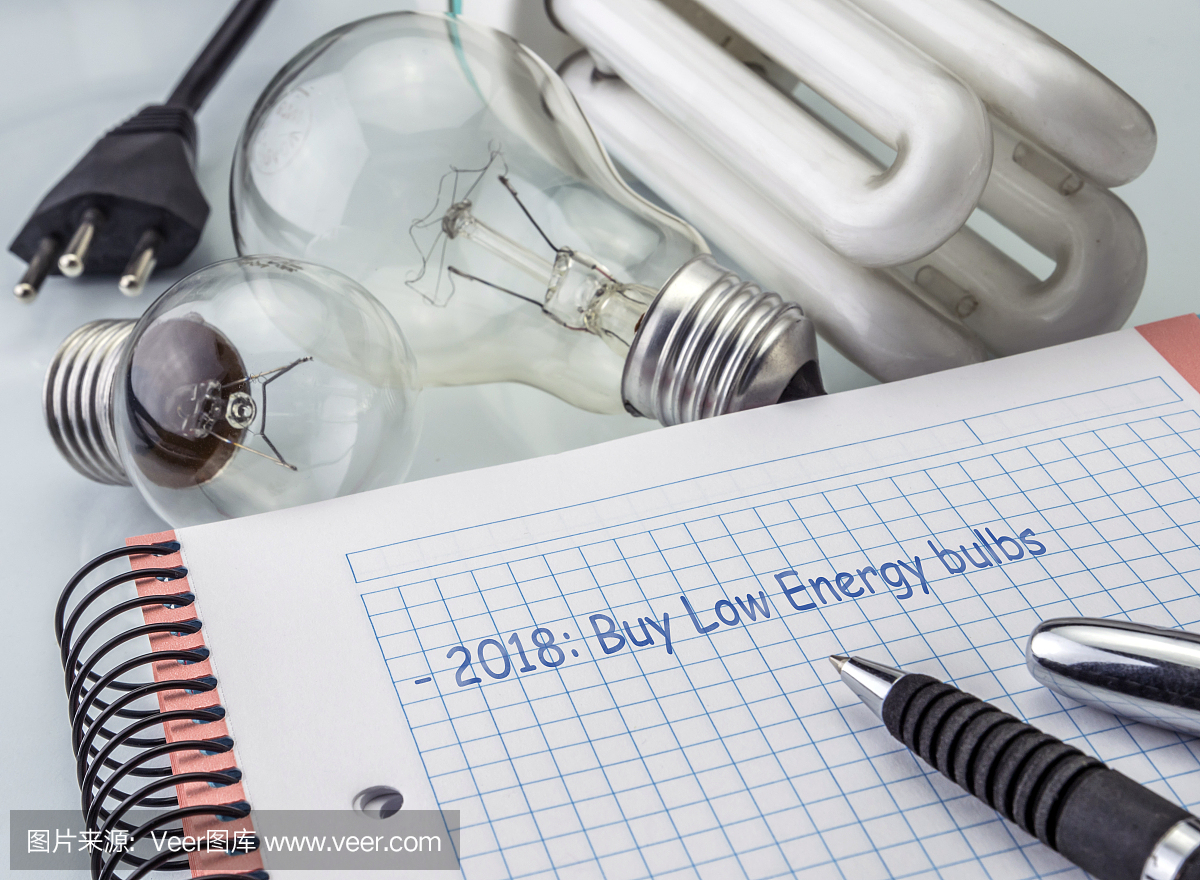 计算器和钱旁边的灯泡,写在议程年度2018年购