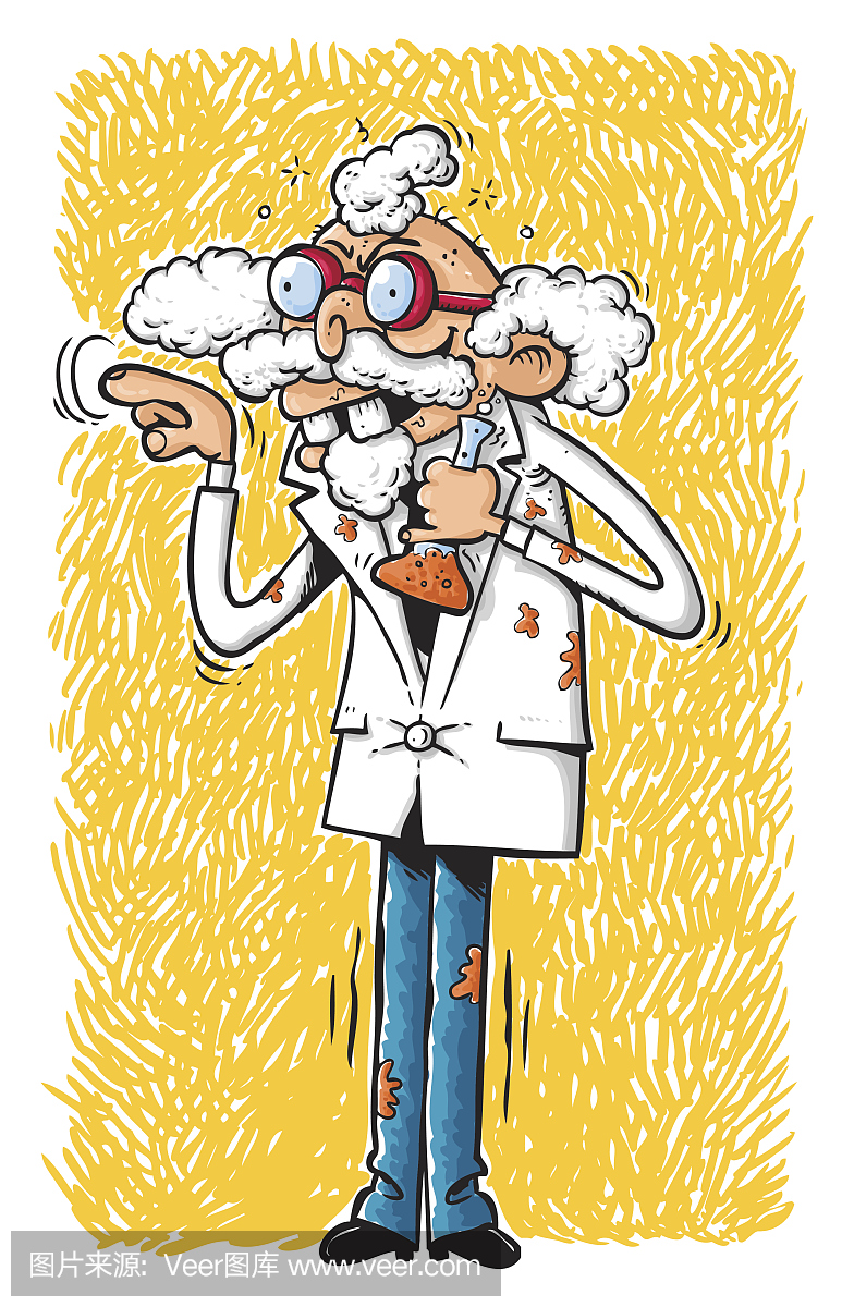 绘画插图,讲师,幸福,科学实验