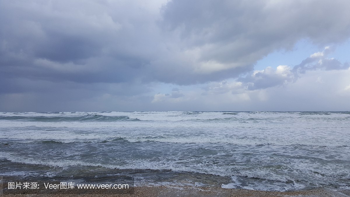 地中海,海法,以色列风暴,多风天气