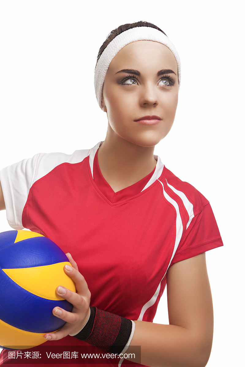白种人专业女子排球运动员装备在排球装备查找