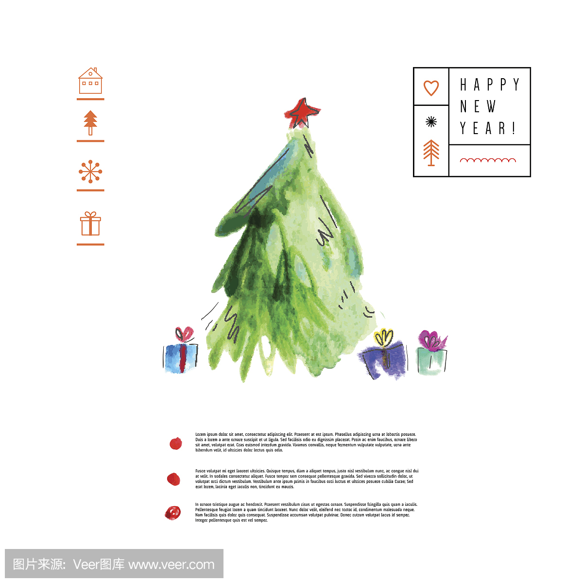 创意圣诞快乐和新年贺卡贺卡。