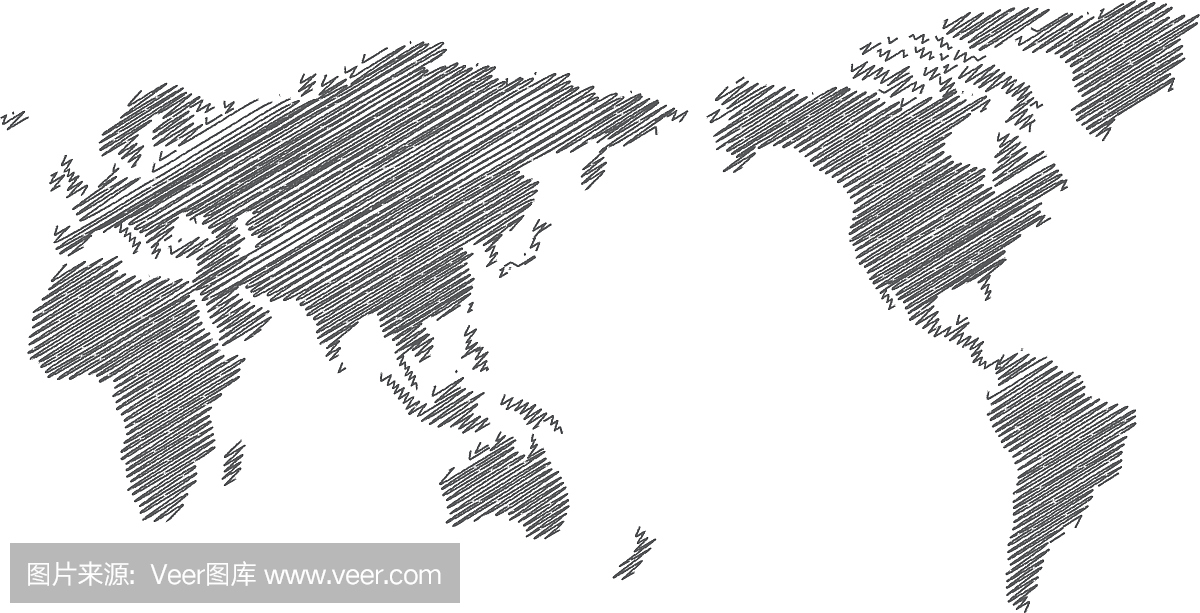 世界地图素描矢量