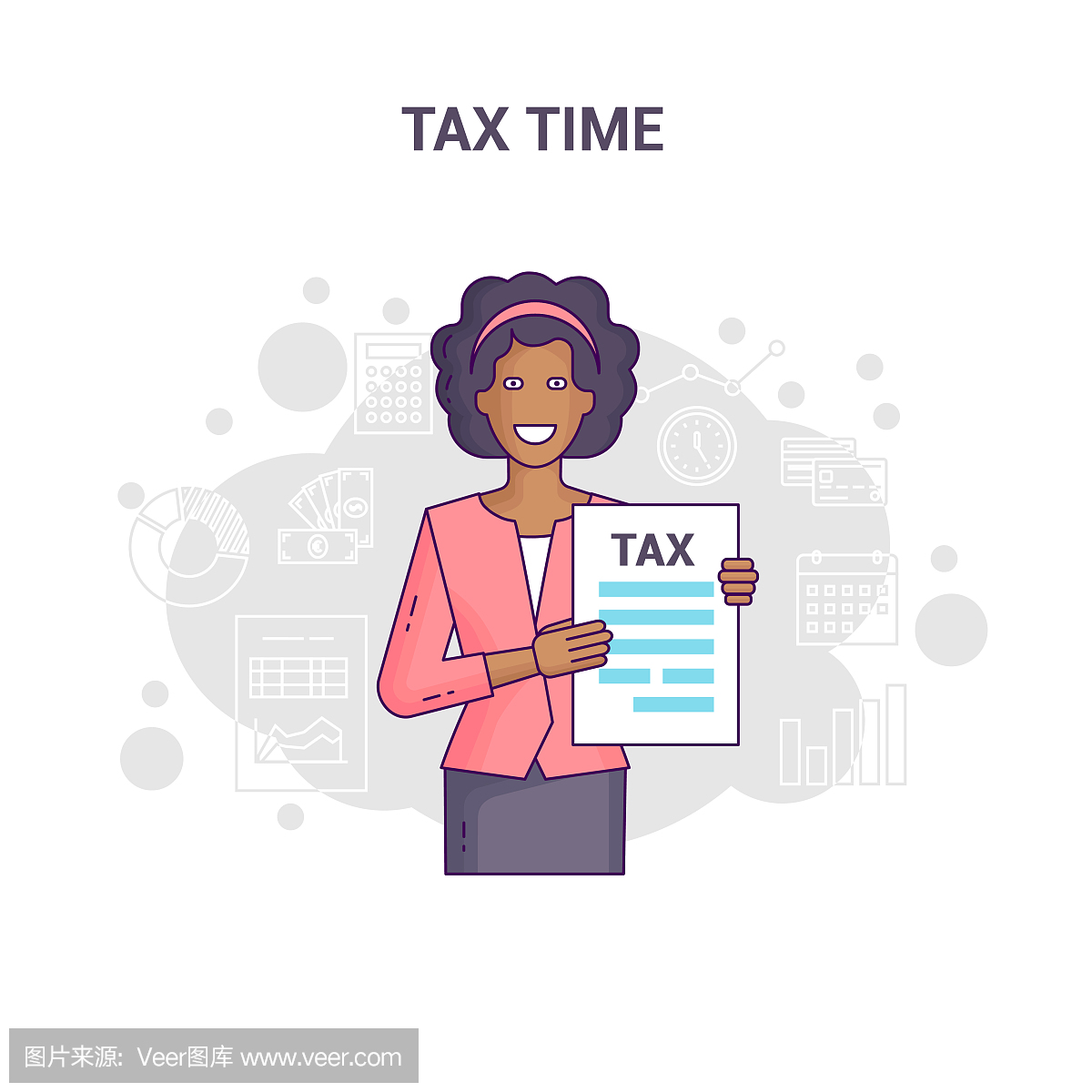 关于税时间平线设计的概念性横幅提醒。