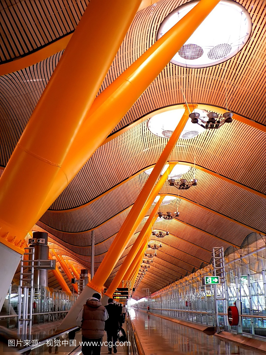 弯曲,天花板,中央大厅,马德里巴拉哈斯机场