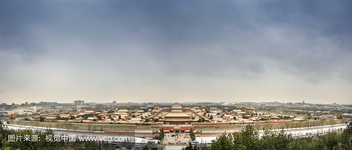 北京故宫紫禁城雪后全景图