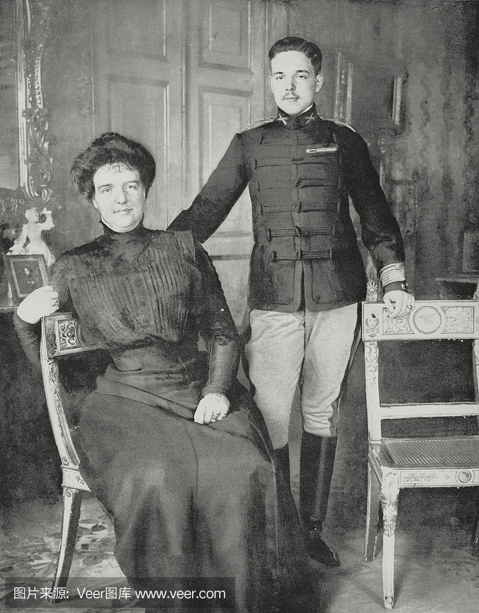 葡萄牙国王曼努埃尔二世和他的母亲阿米莉亚女