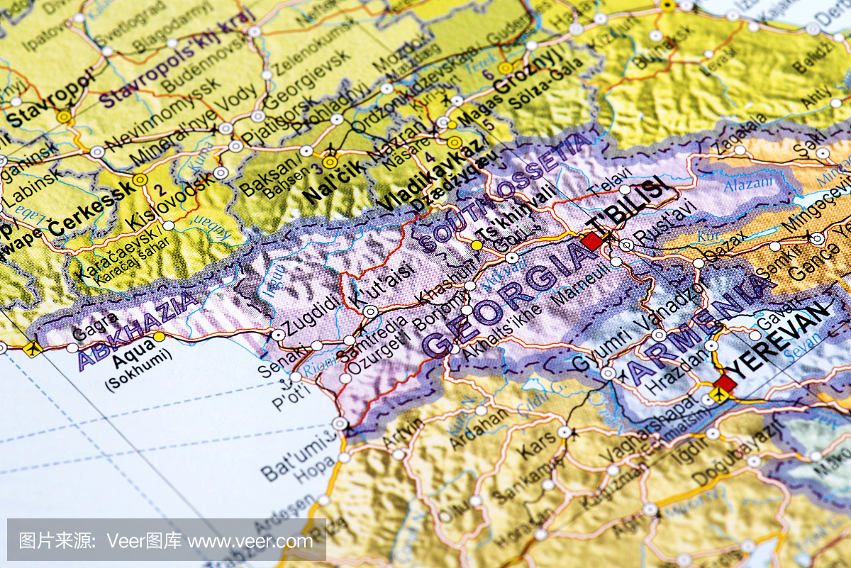 格鲁吉亚与亚美尼亚的地图