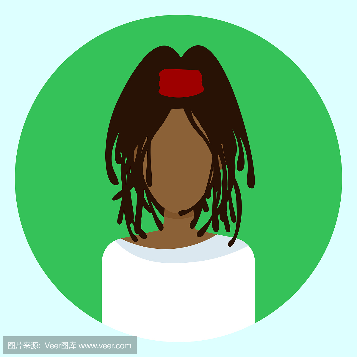 女性头像配置文件图标圆的非洲裔美国女人的脸
