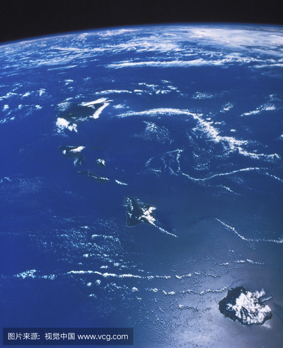 太平洋上的地球场景,夏威夷群岛的连锁空间