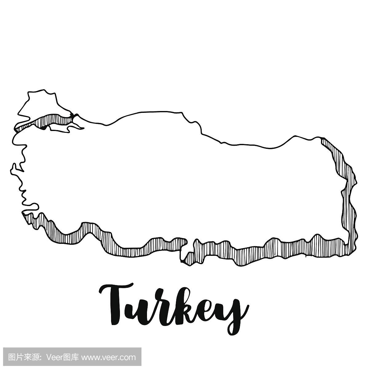 手绘土耳其地图,矢量图,矢量图