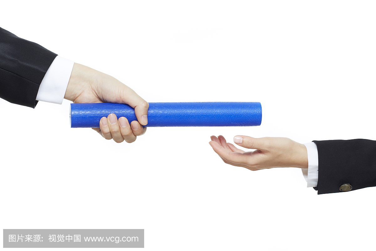 Man hand passing relay baton