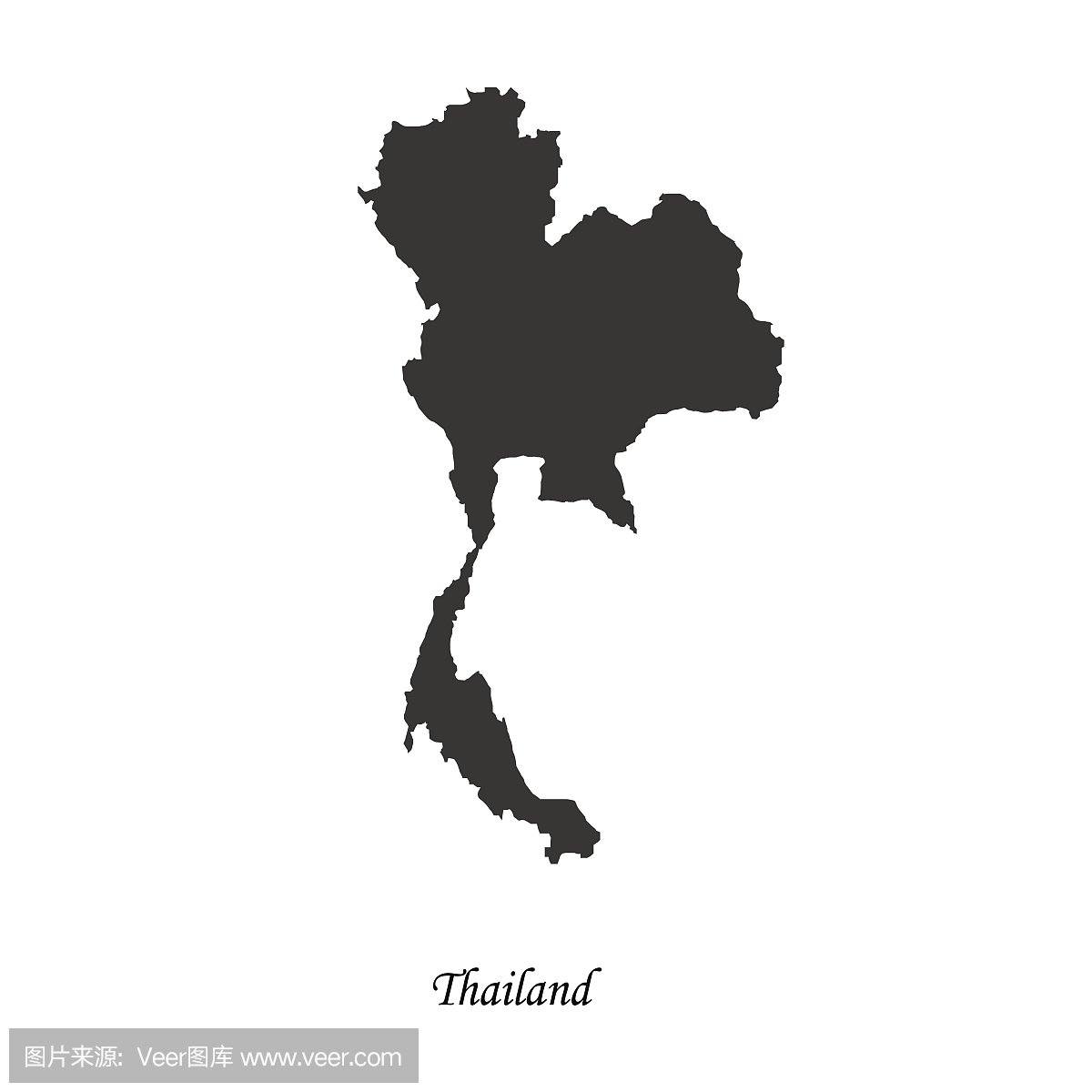 泰国的黑色地图为您的设计