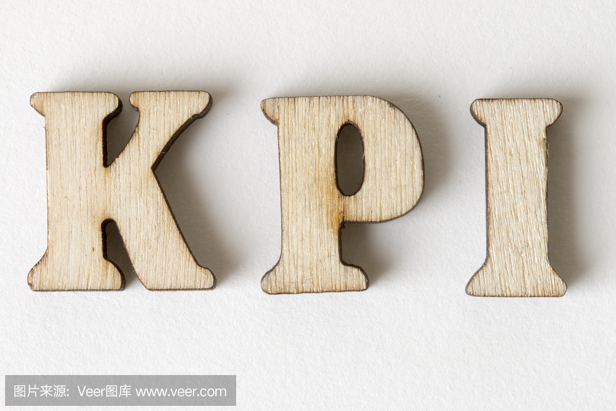 KPI - 主要性能指标,木制字母表