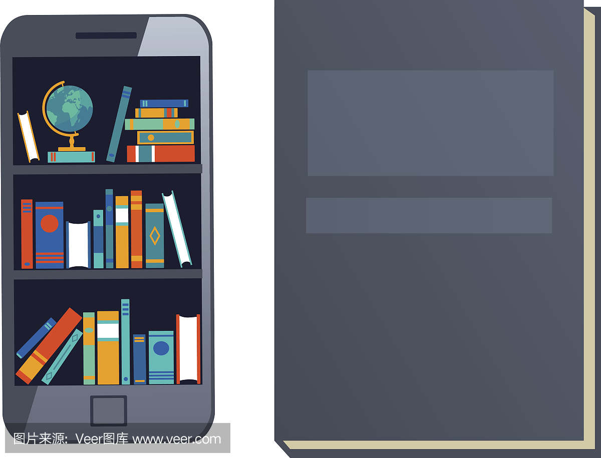 在线移动图书馆创意现代设计网络等距概念。