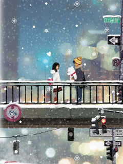 雪景卡通动态图片