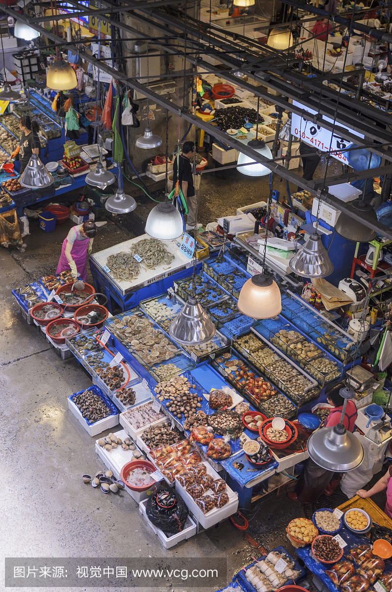 韩国首尔东雅区Noryangjin渔业批发市场