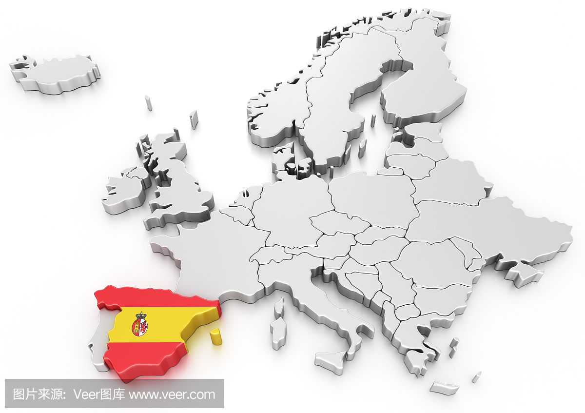西班牙在欧洲地图上