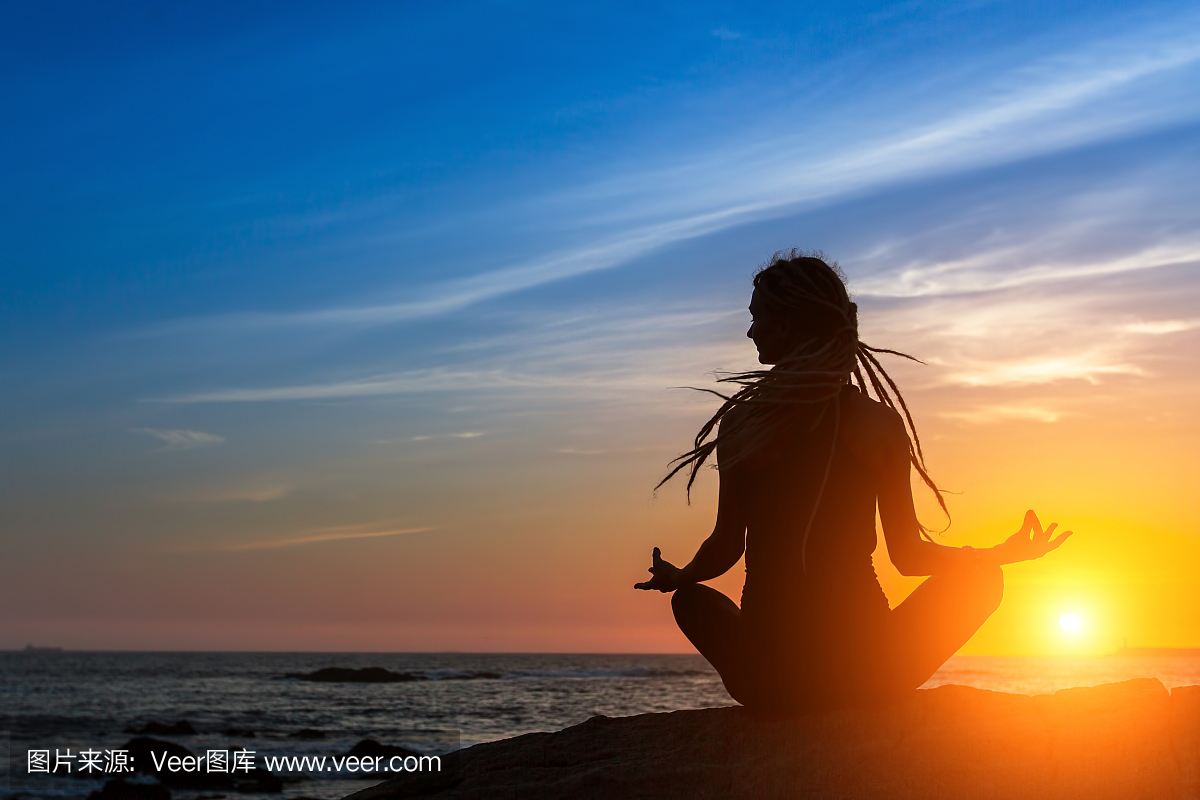 Yoga woman silhouette. Meditation and healthy
