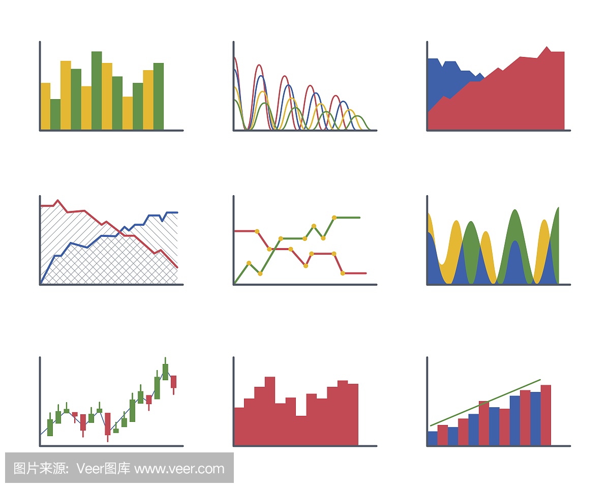 业务数据图分析元素条饼形图和平面图标设计孤