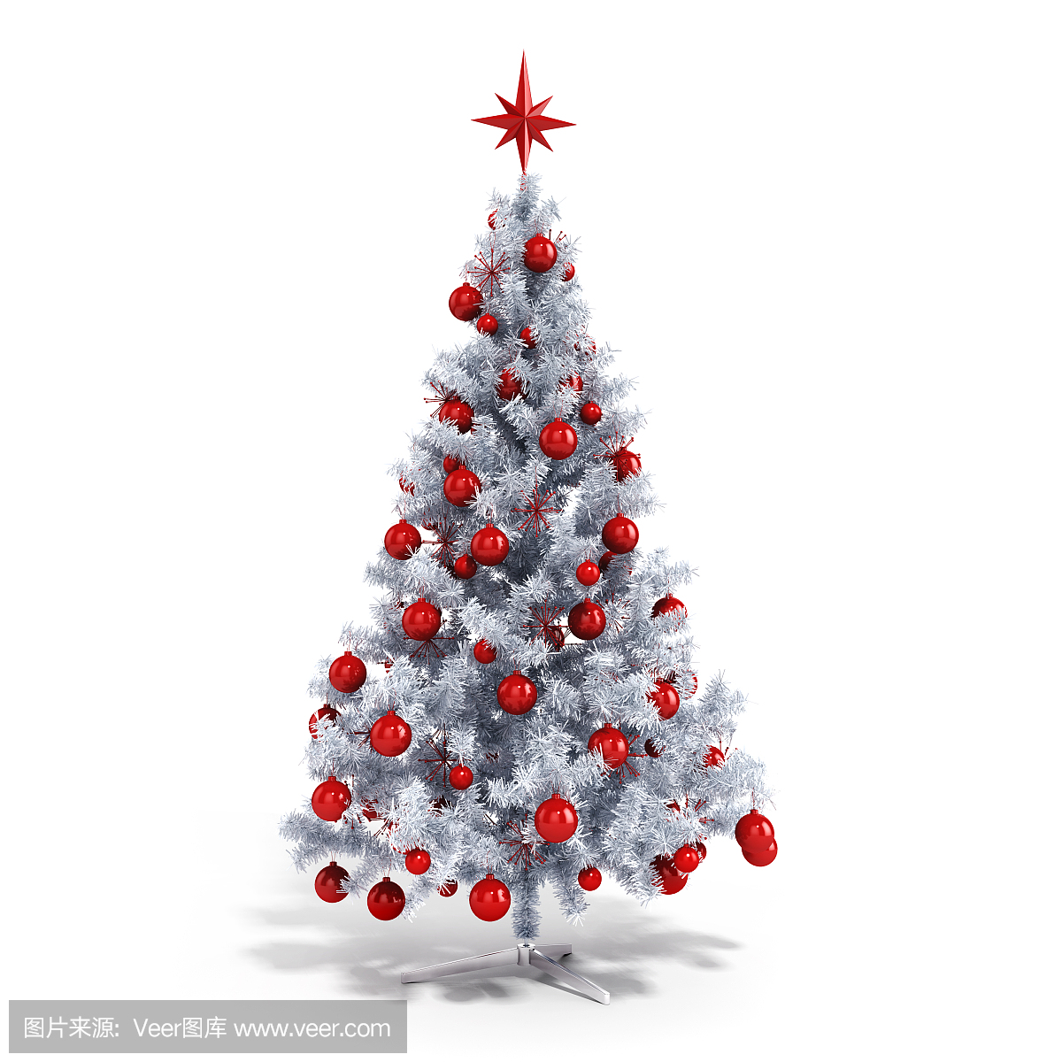 3d美丽的圣诞树与白色背景上的装饰品