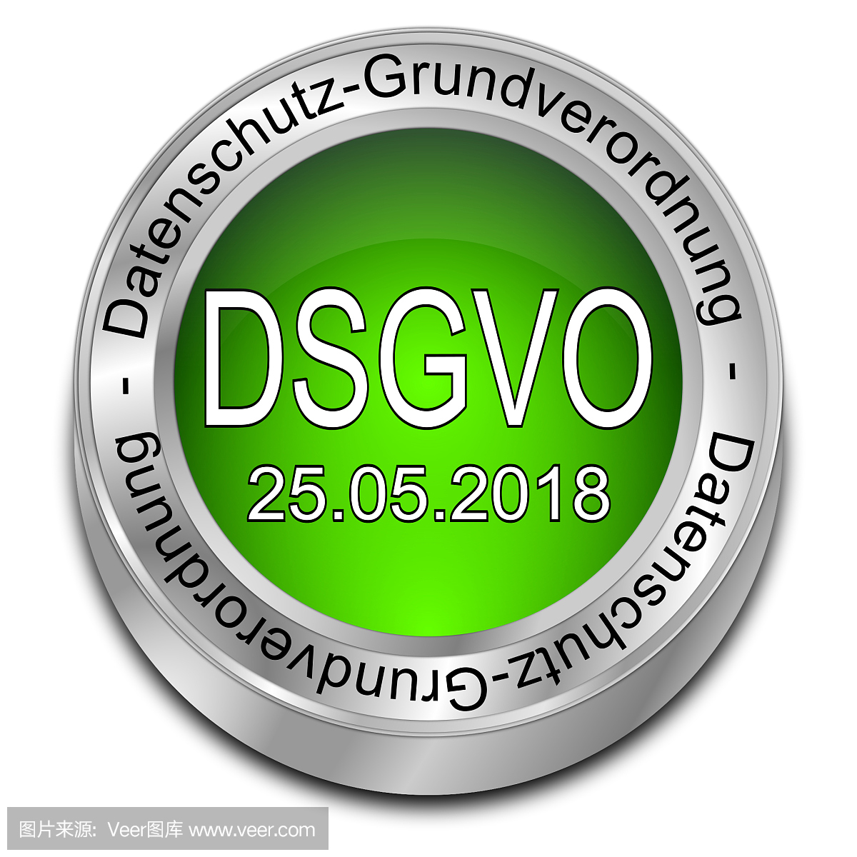 DSGVO通用数据保护法规 - 德文版 - 三维插图