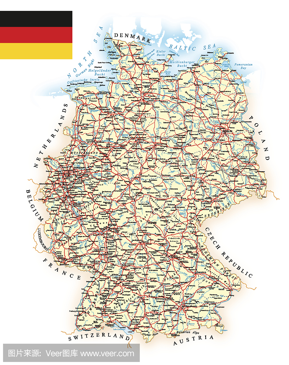德国 - 详细的地图 - 插图