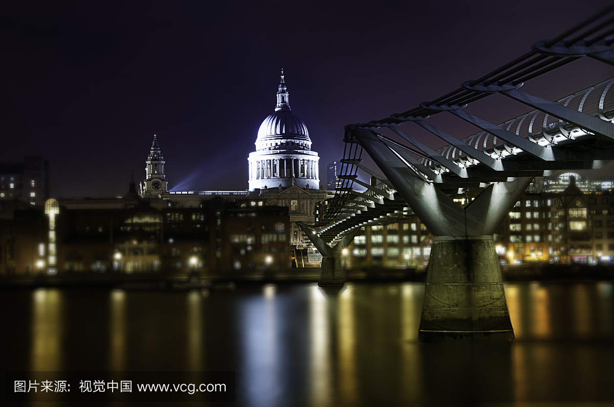 夜晚,圣保罗大教堂,长时间曝光,图像