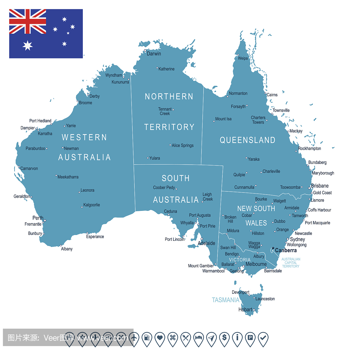 澳大利亚 - 地图和国旗?插图