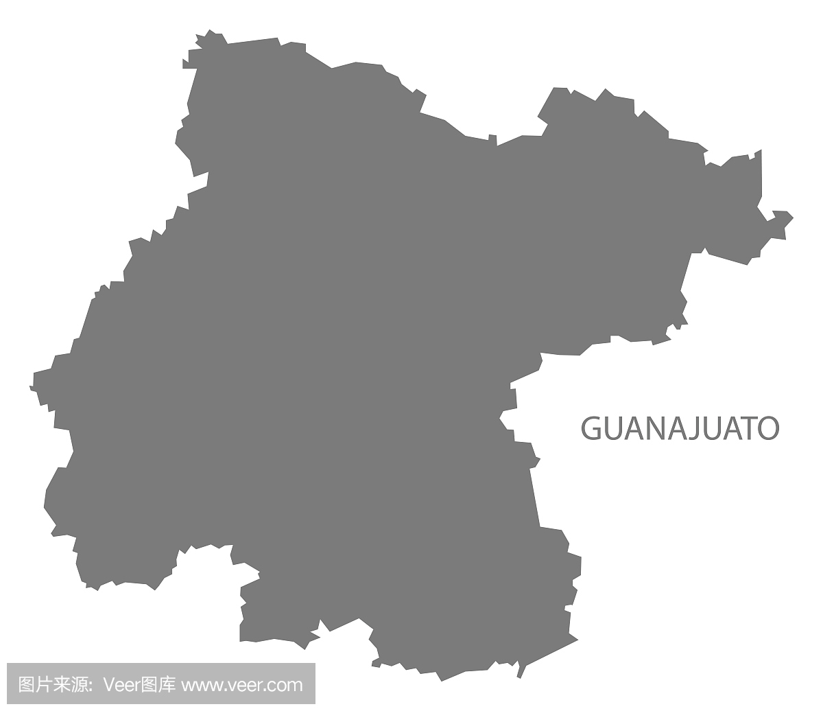 瓜纳华托墨西哥地图灰色