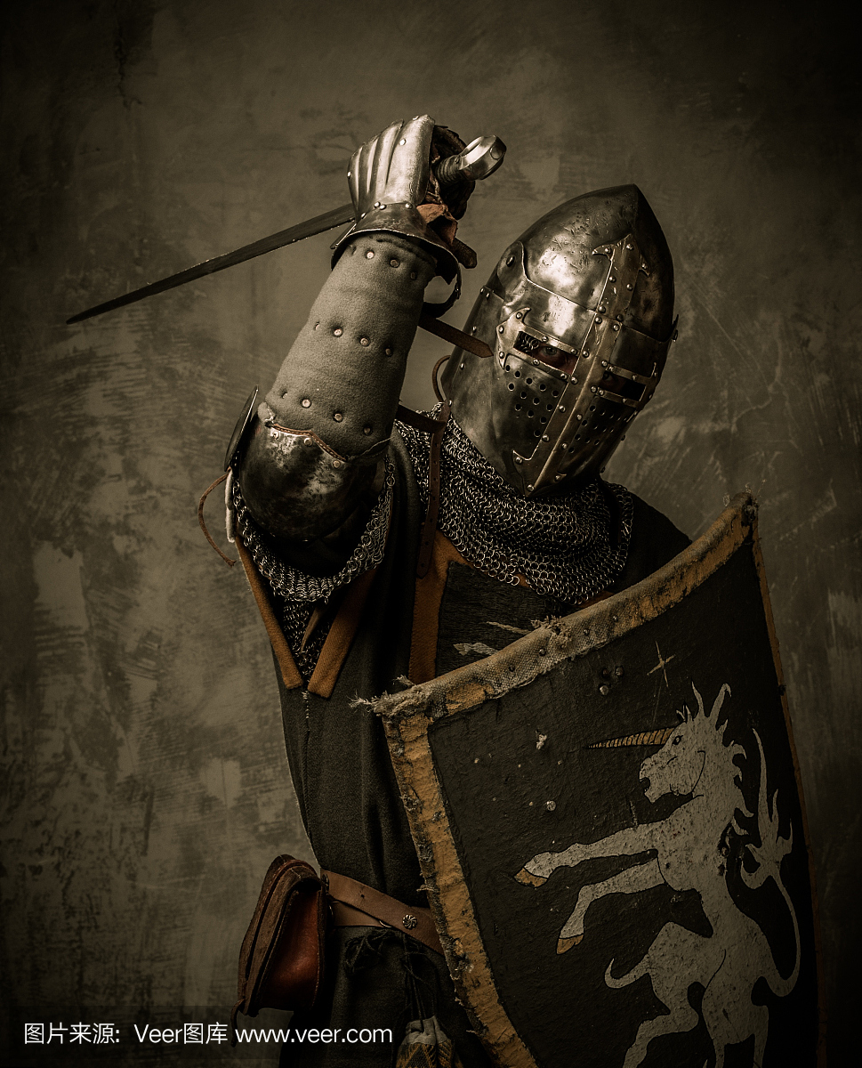 一个拿着盾牌和剑的骑士