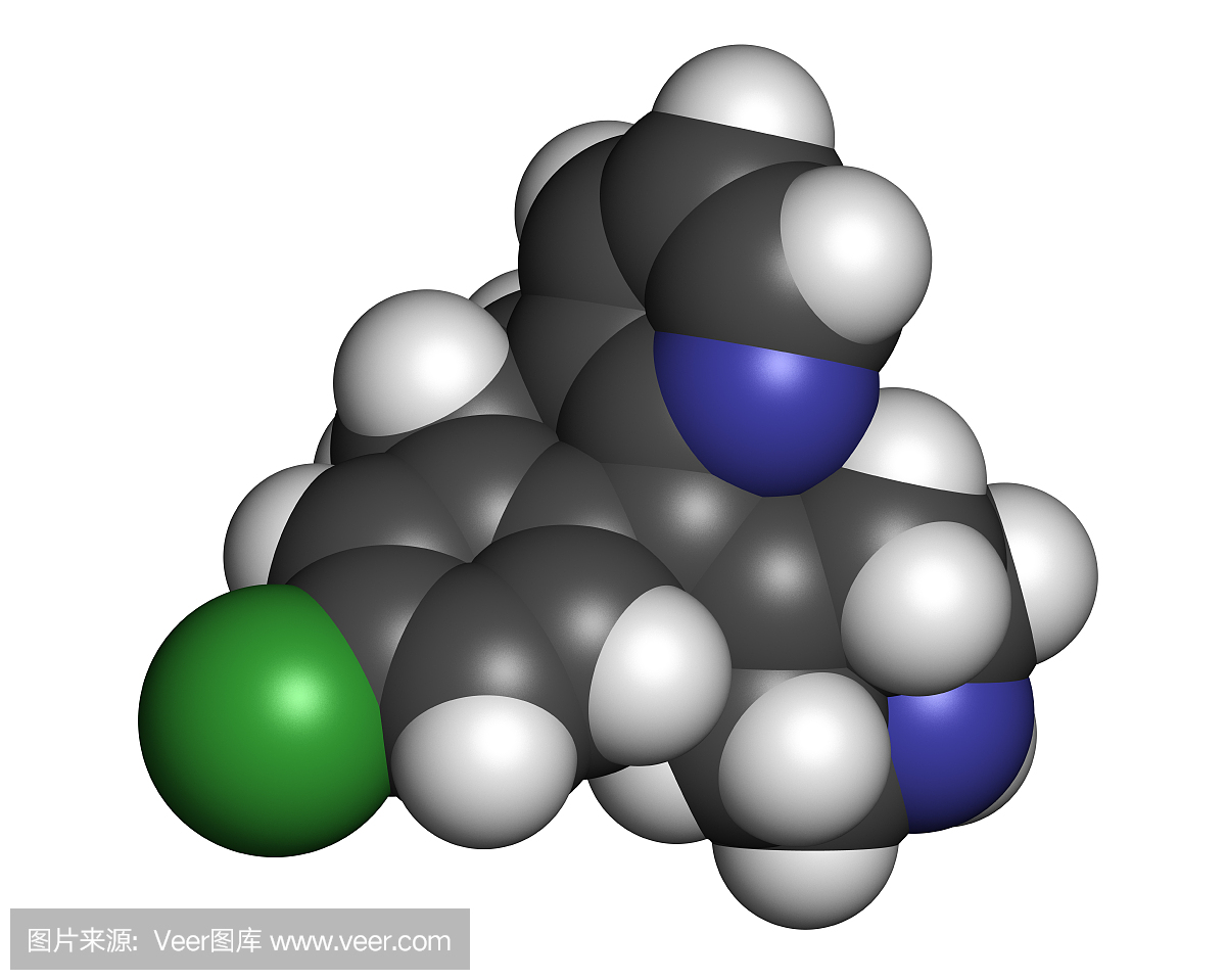 地氯雷他定抗组胺药,化学结构。
