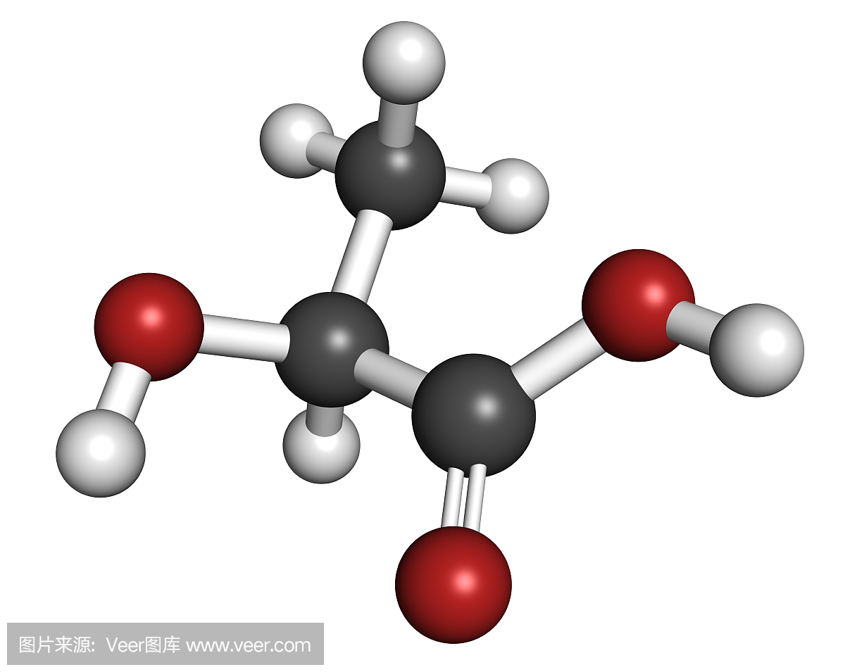 乳酸(L-乳酸)乳糖分子。