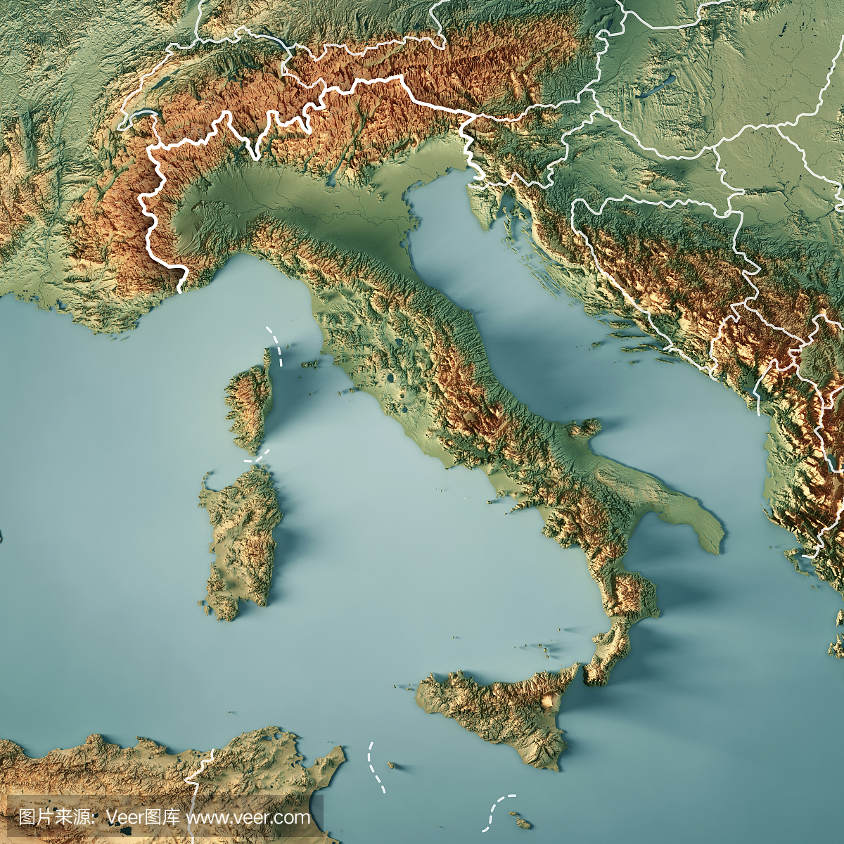 意大利国家3D回报地形图边界