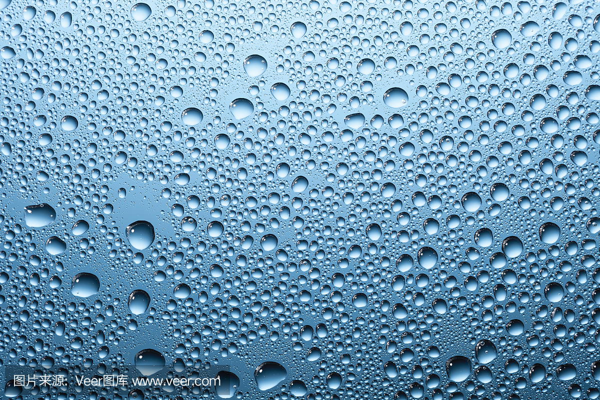水滴在玻璃上 - 雨滴雨窗蓝色宏