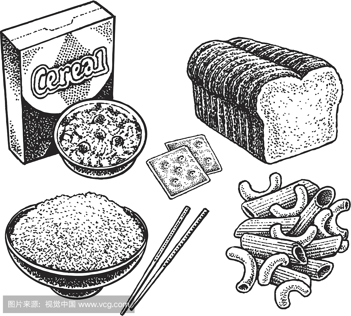 碳水化合物 - 饼干,面包,谷物,米饭,面食