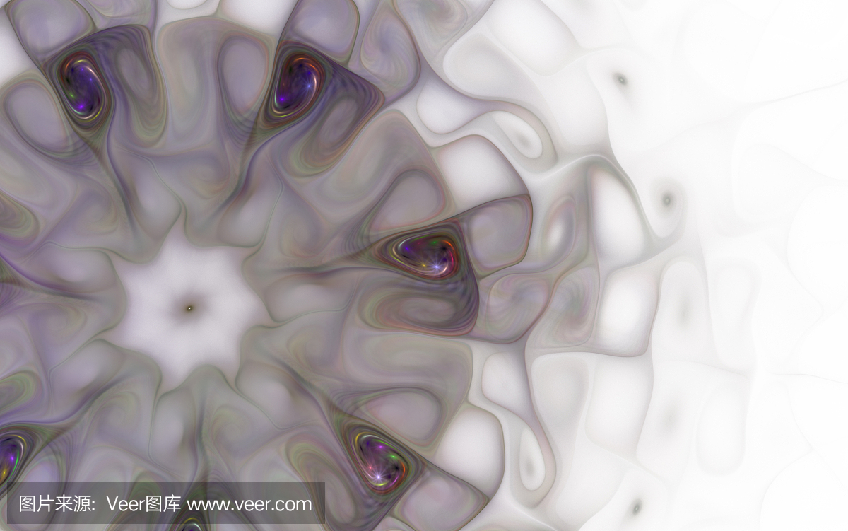 程式化的花朵图案和相交的螺旋线。抽象缩放三