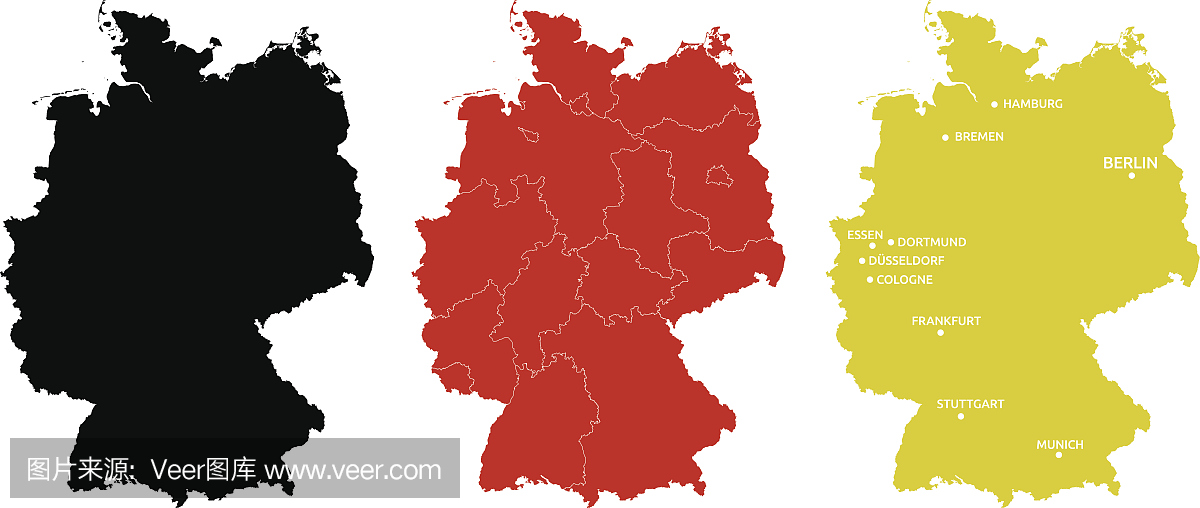 德国,德国,德国最大的城市地图