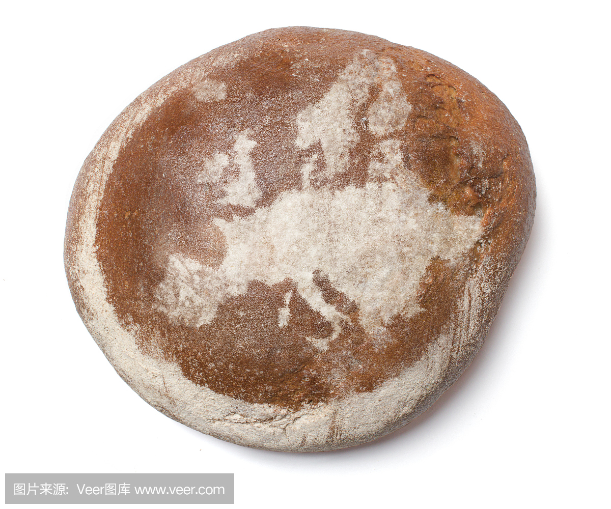 用面粉覆盖的面包(欧洲的形状)