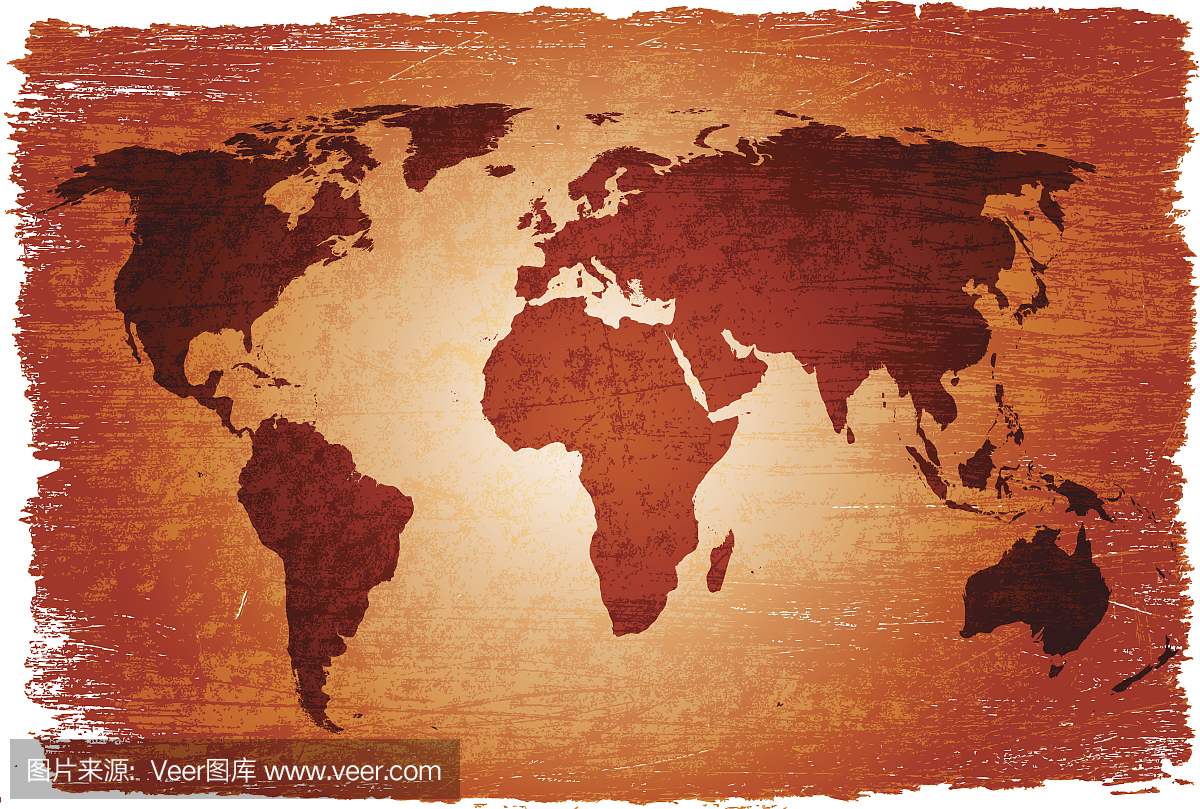 世界地图:美国,欧洲,亚洲,澳大利亚,非洲版税免