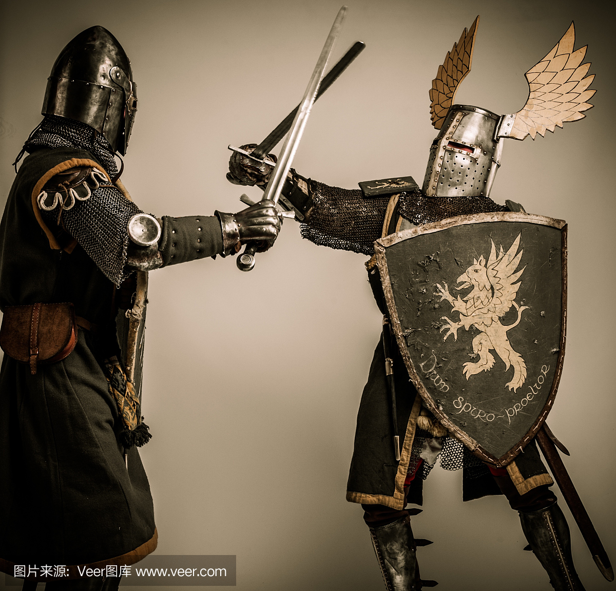 两个中世纪骑士之间的战斗