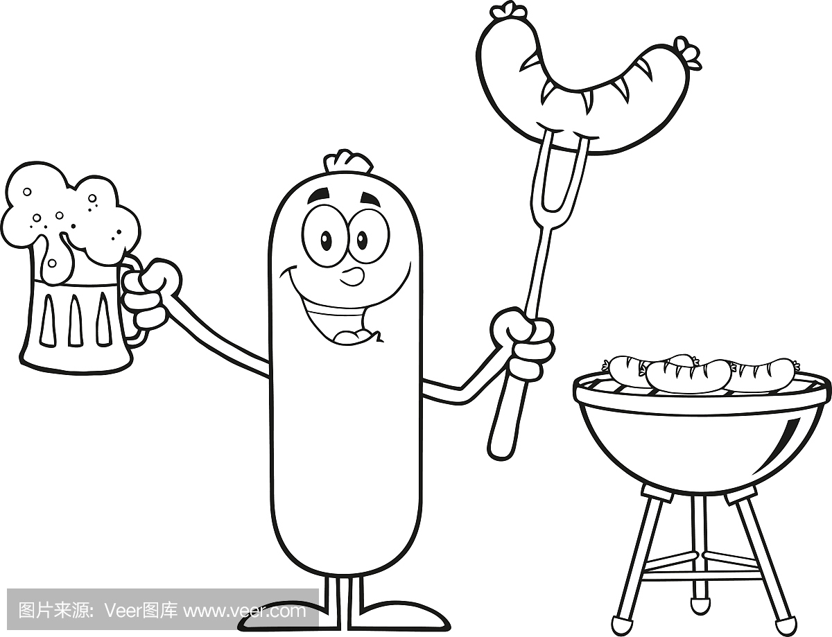 格子烤肉,绘画作品,叉,拟人笑脸