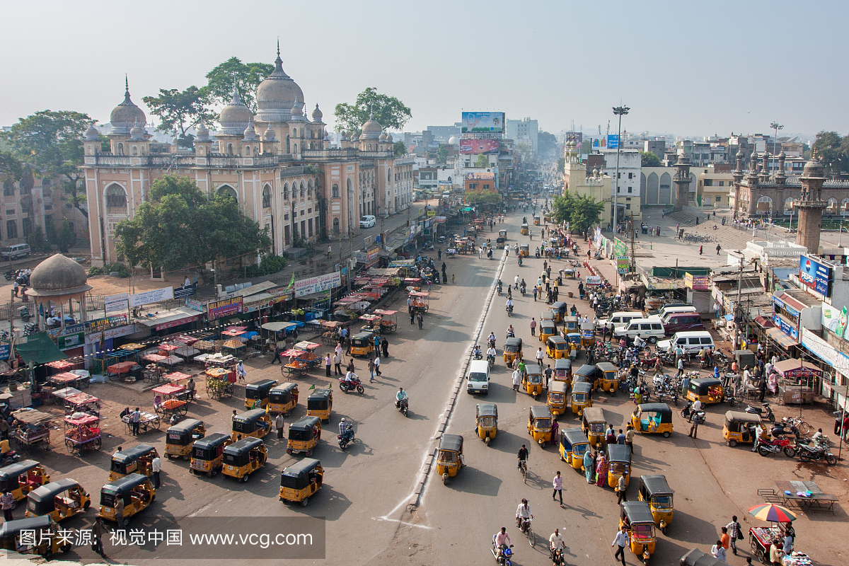海得拉巴,印度第五大城市,彩色图片,航拍视角