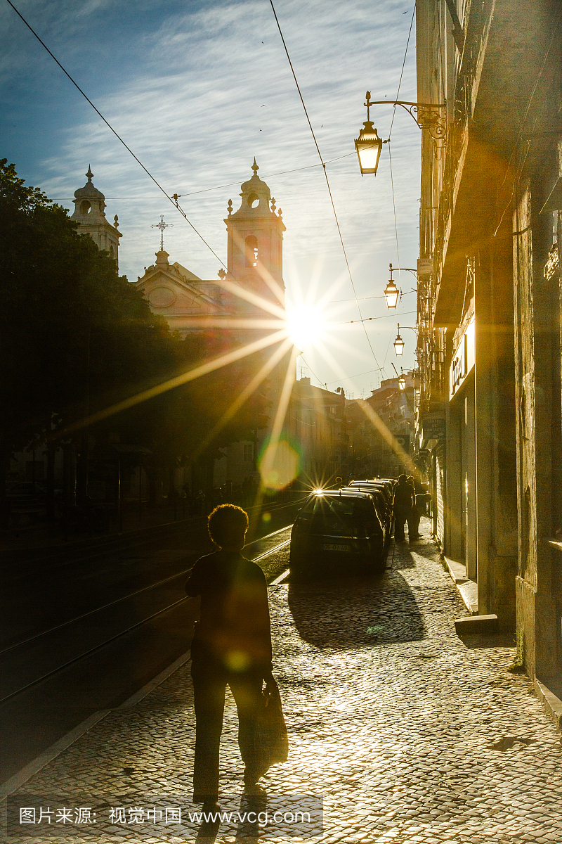 葡萄牙,里斯本,日落,日光