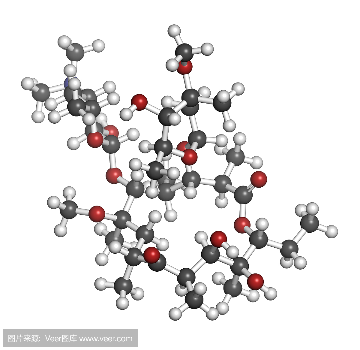 克拉霉素抗生素药物(大环内酯类)分子