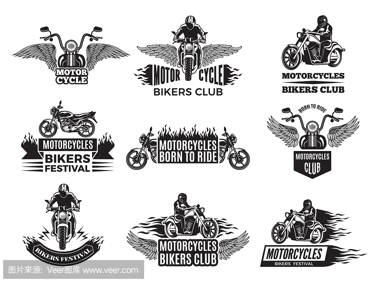 摩托车插图。自行车俱乐部的标志